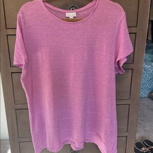 J. Jill Love Linen T Shirt Top Womens XL Pink Short Sleeve 100% Linen Lagenlook